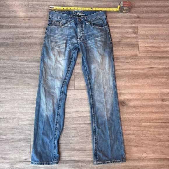 Royal Premium Mens Blue Whisker Detail Five Pocket Straight Leg Jeans Size 30x32 - Picture 1 of 10